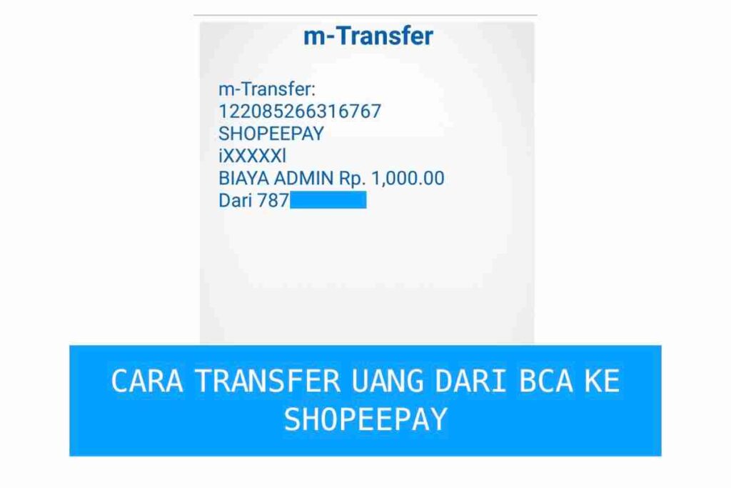 cara transfer dari bank bca ke shopeepay