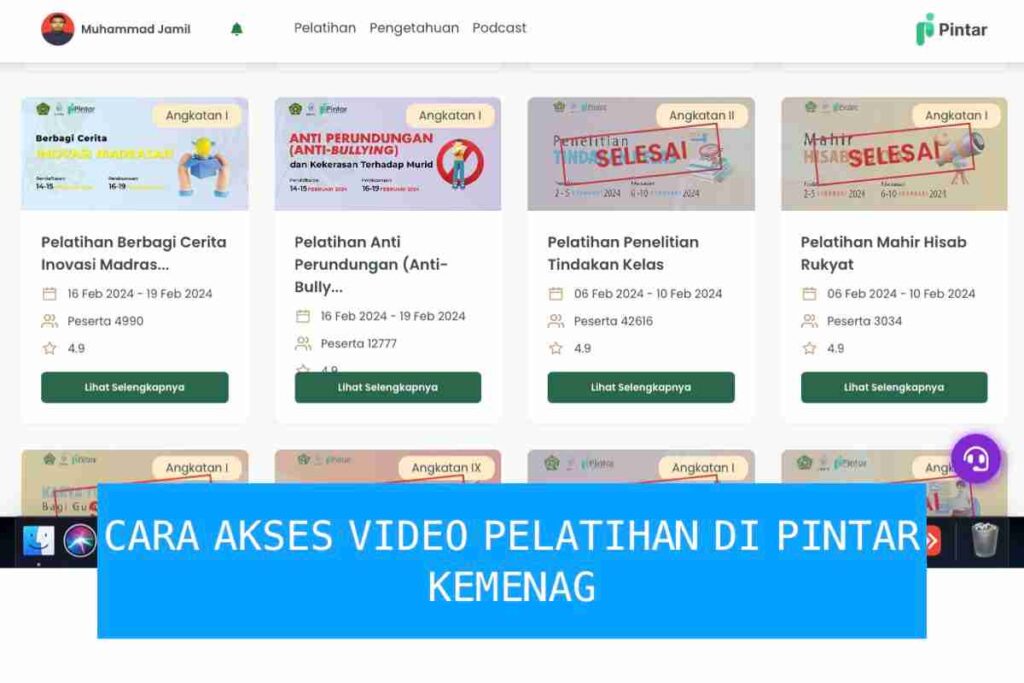 membuka akses video pelatihan pintar kemenag